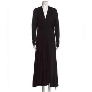 ME+EM Classic Deep V Black Maxi Dress
